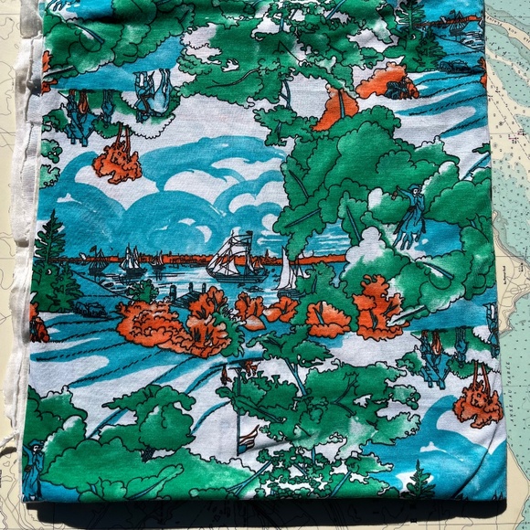 Vintage American Seaside Colonial Style Fabric - Picture 1 of 3